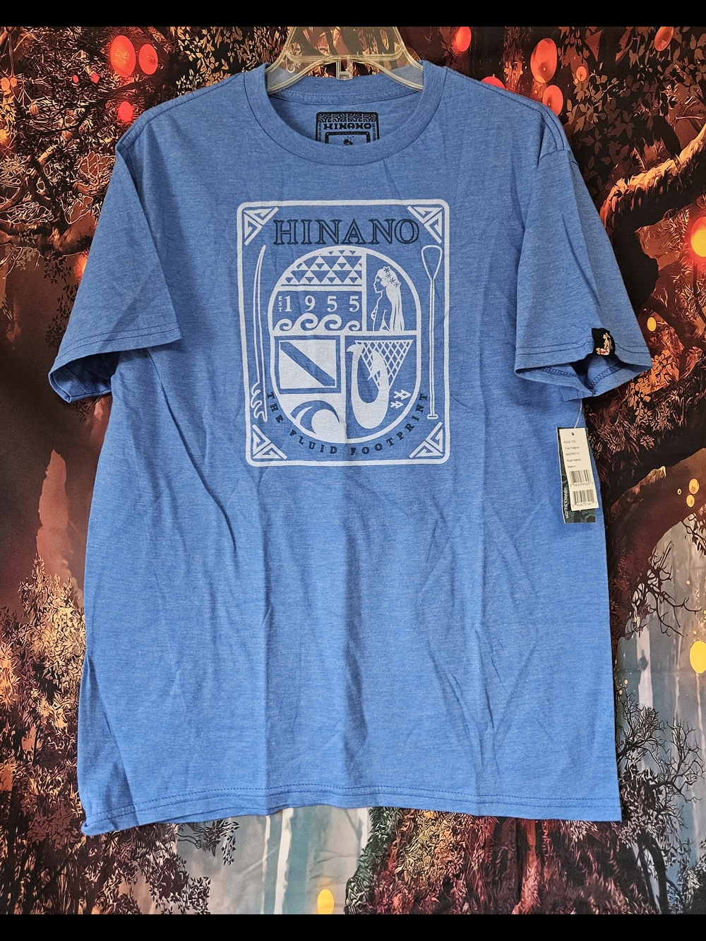 Hinano Tahiti Men's Blue Graphic Short Sleeve Tee Fluid Footprint